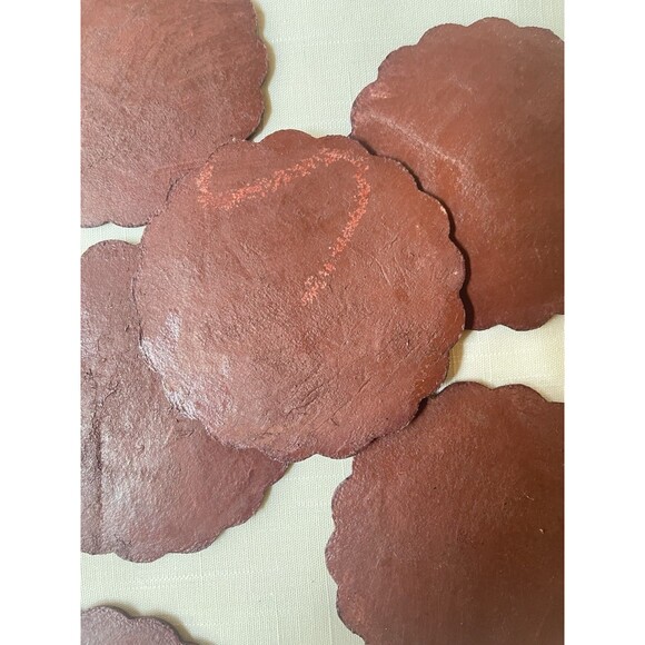 Artisan Hand-Tooled Embossed Peruvian Leather Coasters Set of 6 w/ Holder VTG - Picture 7 of 12